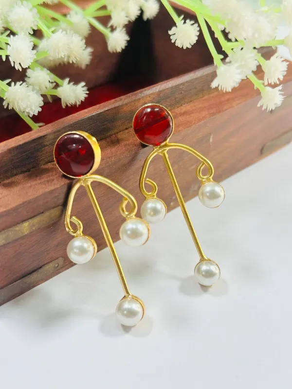 Dhivara_Anti_Tarnish_Red_Nalini_Earring