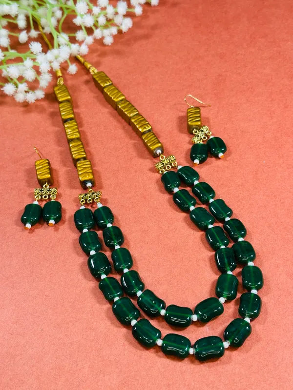 Dhivara_Antique_Green_Beads_Two_Layer_Creatively_Handcrafted_Necklace_Set