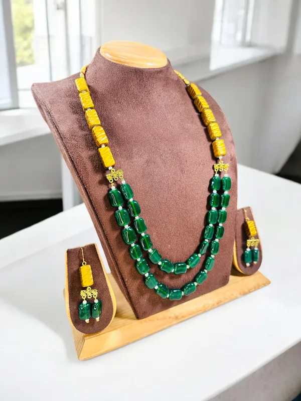 Dhivara_Antique_Green_Beads_Two_Layer_Creatively_Handcrafted_Necklace_Set
