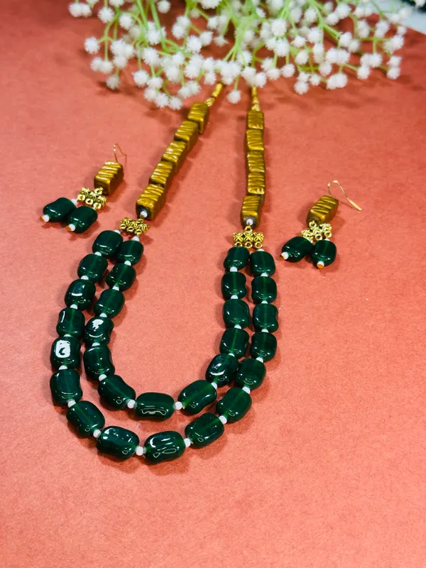 Dhivara_Antique_Green_Beads_Two_Layer_Creatively_Handcrafted_Necklace_Set