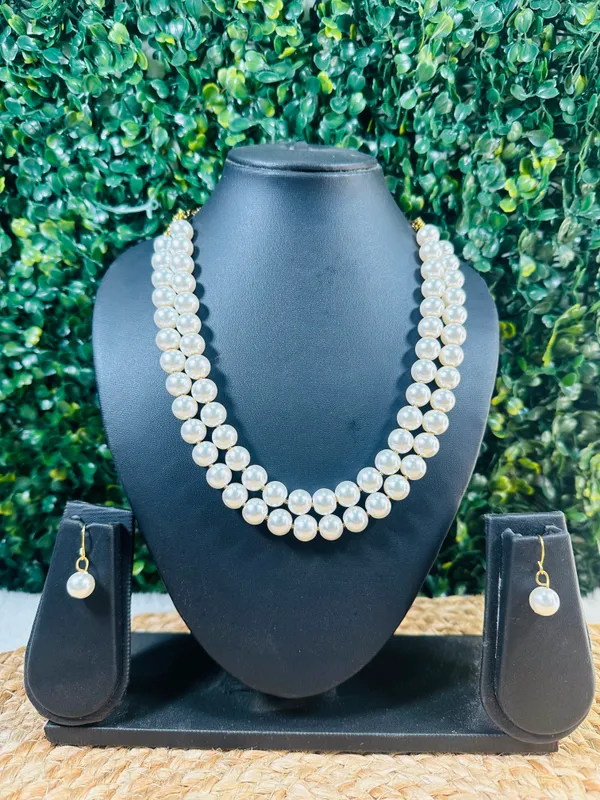 Dhivara_Classic_Double_Line_Pearl_Necklace_Set_For_Women