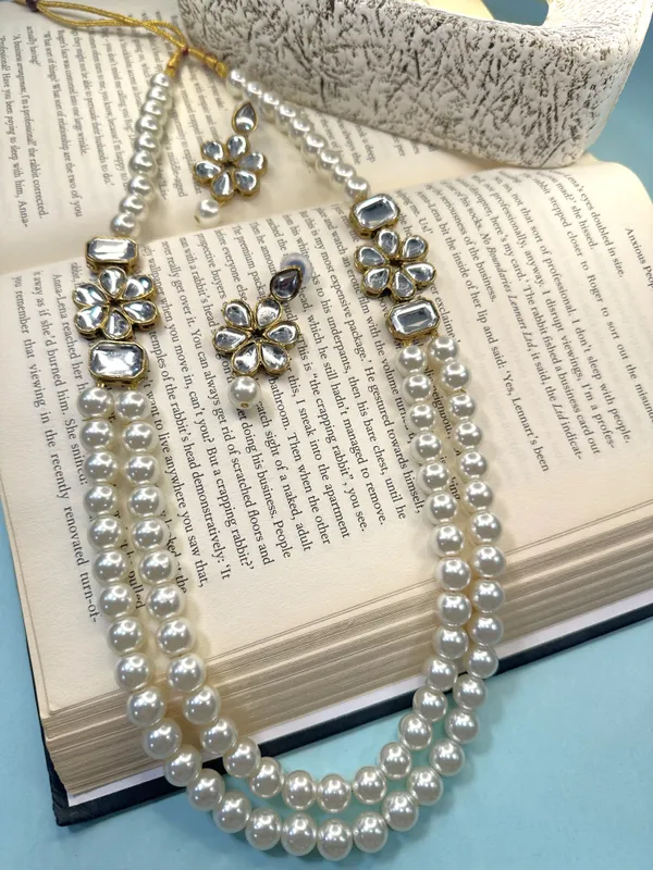 Dhivara_Copper_Plated_Classic_Double_Line_Pearl_Necklace_Set_For_Women