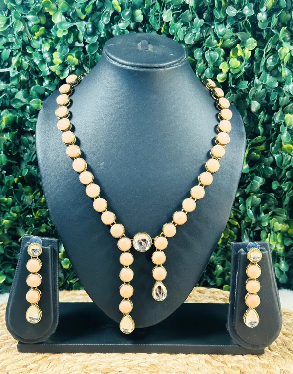 Peach_Alloy_Copper_Jewellery_Set_For_Women
