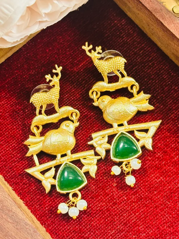 Dhivara_Green_Bird_Anti_Tarnish_Earring