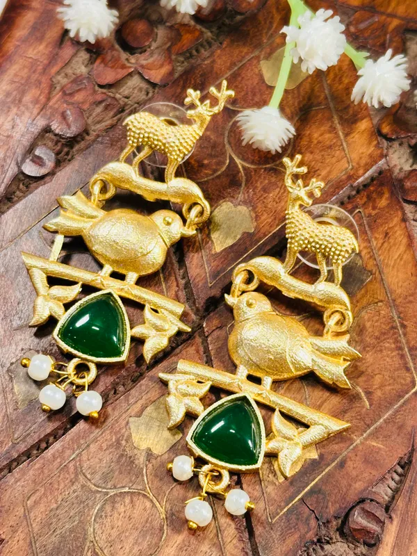 Dhivara_Green_Bird_Anti_Tarnish_Earring