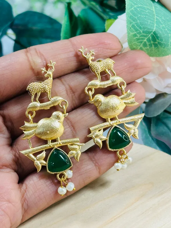 Dhivara_Green_Bird_Anti_Tarnish_Earring
