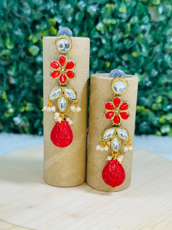 Dhivara_Kundan_Earring_Red