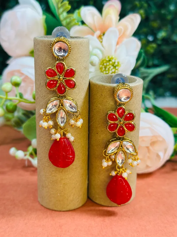 Dhivara_Kundan_Earring_Red
