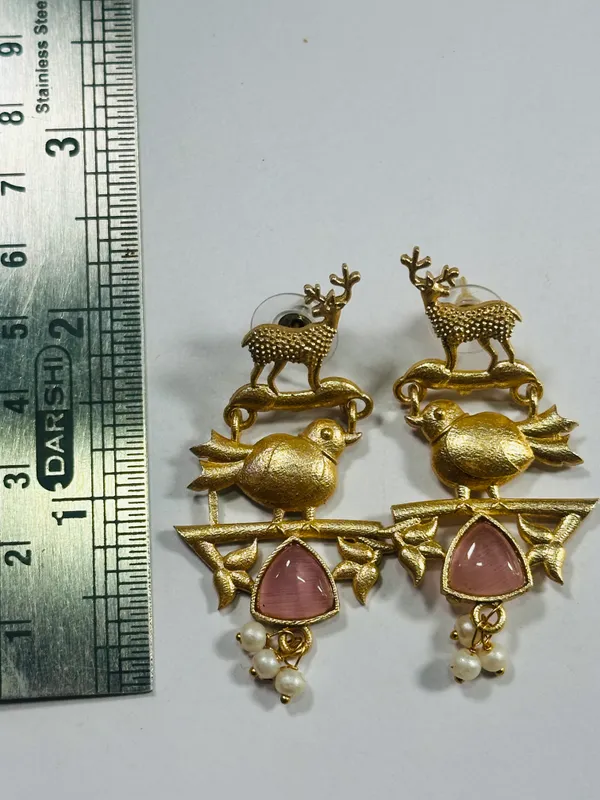 Dhivara_Pink_Bird_Anti_Tarnish_Earring
