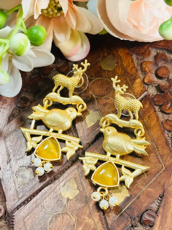 Dhivara_Yellow_Bird_Anti_Tarnish_Earring