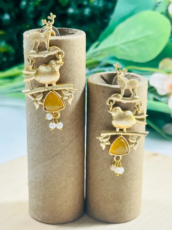 Dhivara_Yellow_Bird_Anti_Tarnish_Earring