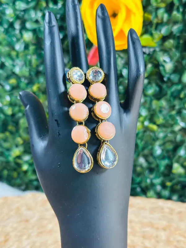 Kundan_Earring_Peach_For_Women