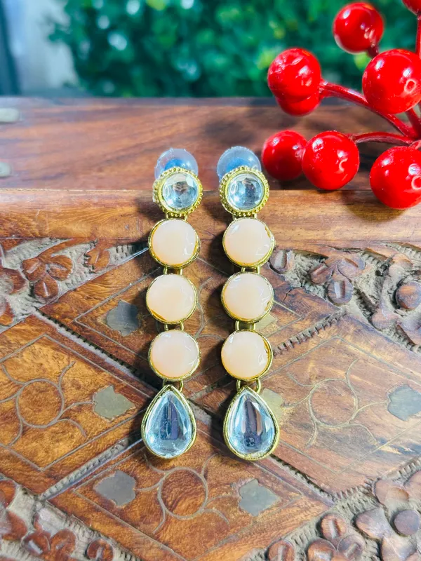 Kundan_Earring_Peach_For_Women
