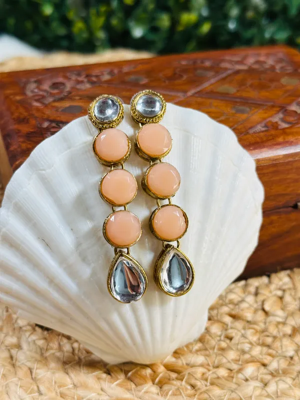 Kundan_Earring_Peach_For_Women