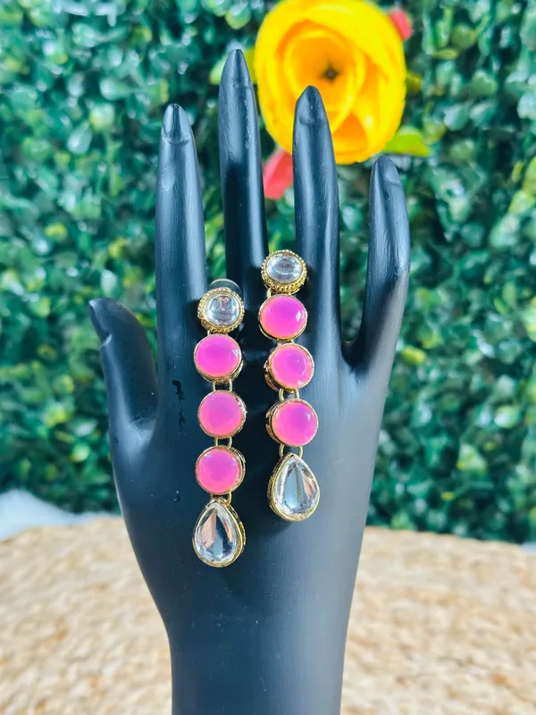 Kundan_Earring_Pink_For_Women