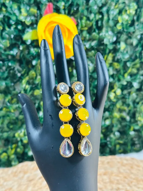Kundan_Earring_Yellow_For_Women