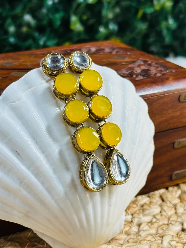 Kundan_Earring_Yellow_For_Women