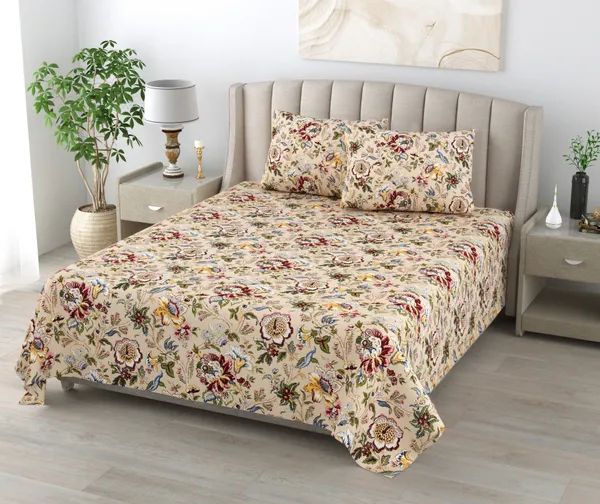 Branded_Centurey_Anokhi_280_TC_100%_Cotton_King_Jaipuri_Printed_Bedsheet_(Big_Yellow_Flower)