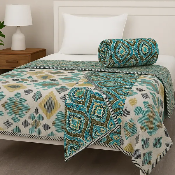 Double_Bed_Multicolour_Cotton_Jaipuri_Hand_Block_Printed_Dohar_|_Reversible_Dohar/AC_Blanket_|_All_Weather_Light_Weight|180_GSM