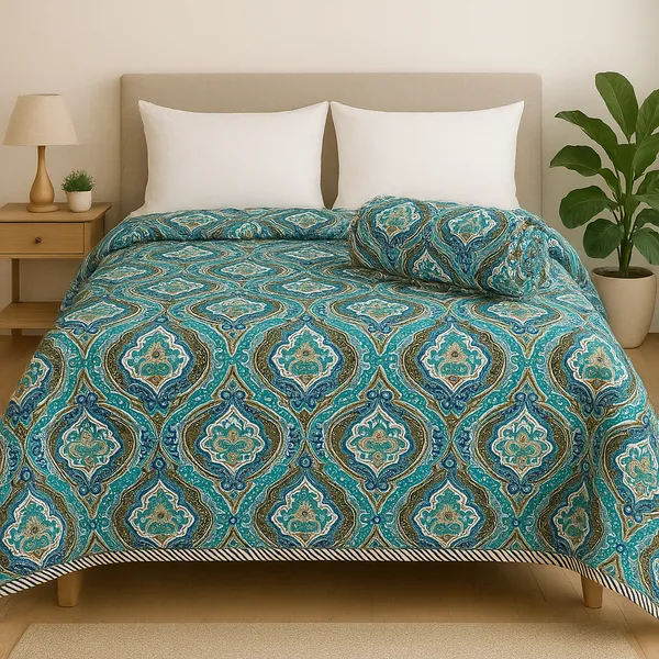Double_Bed_Multicolour_Cotton_Jaipuri_Hand_Block_Printed_Dohar_|_Reversible_Dohar/AC_Blanket_|_All_Weather_Light_Weight|180_GSM