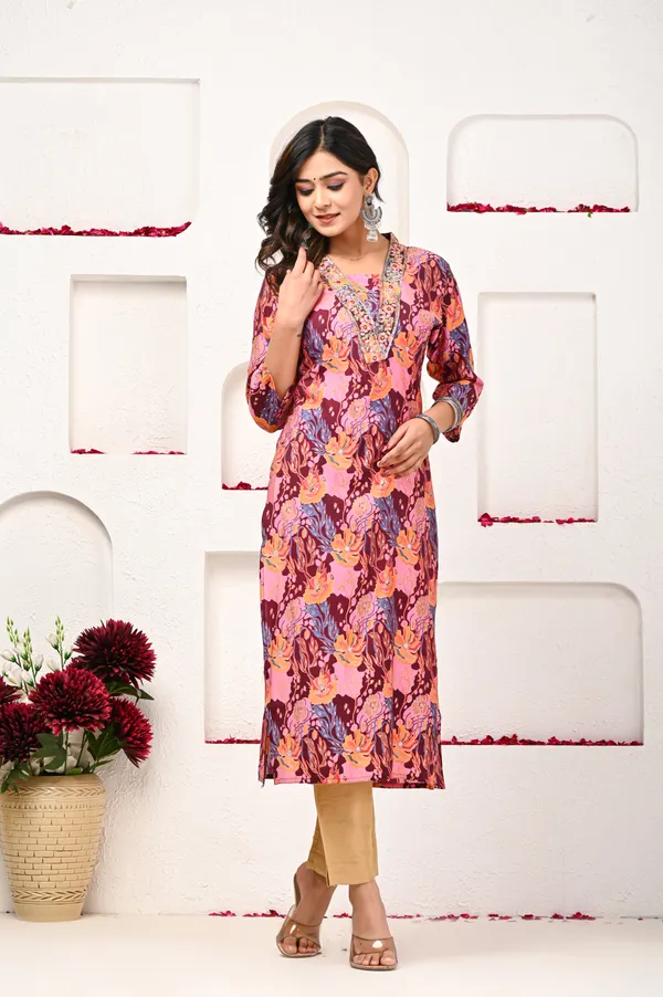 Floral_Print_V_Neck_Straight_Kurta_For_Women