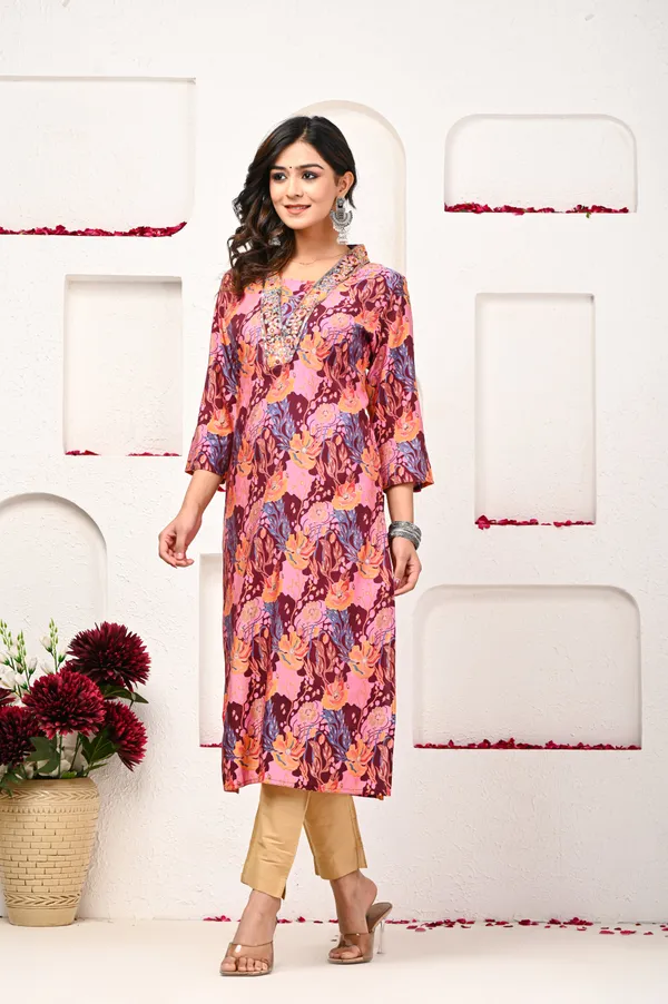 Floral_Print_V_Neck_Straight_Kurta_For_Women