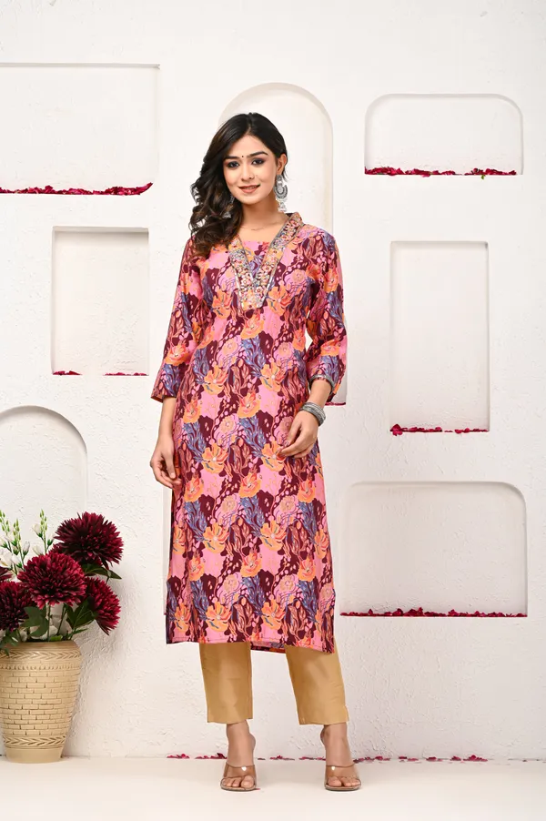 Floral_Print_V_Neck_Straight_Kurta_For_Women