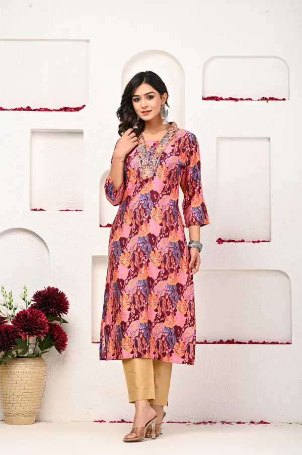 Floral_Print_V_Neck_Straight_Kurta_For_Women