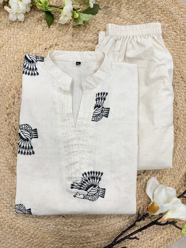 Ivory_Flight__Kurta_Set_in_Linen_Cotton