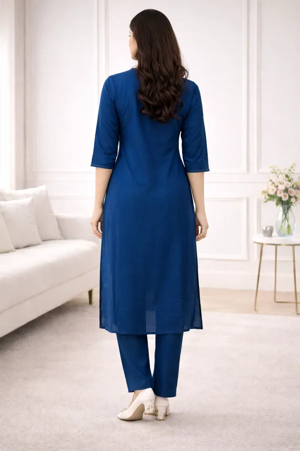 Royal_Blue_Floral_Embroidered_Cotton_Silk_Kurta_Set
