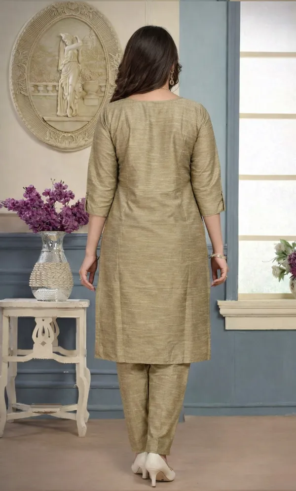 Beige_Plain_Luxe_Kurta_Set