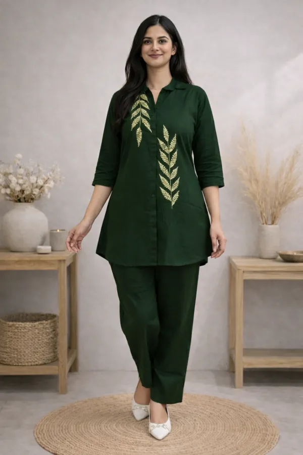 Bottle_Green_Linen_Cotton_Co-ord_Set_for_Women