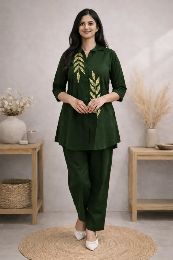 Bottle_Green_Linen_Cotton_Co-ord_Set_for_Women