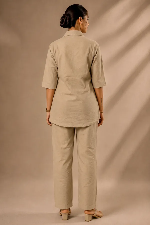 Women’s_Khaki_Embroidered_Linen_Cotton_Co-ord_Set