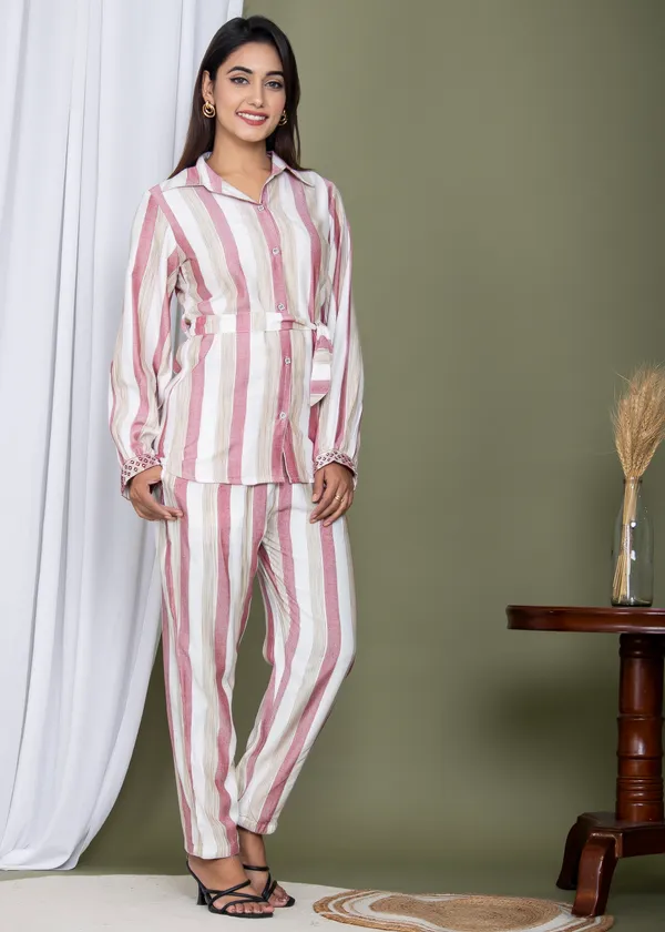 White_&_Pink_Rayon_Striped_Print_Full_Sleeves_Loungewear_for_Women