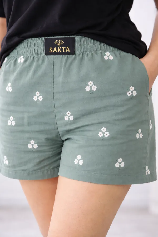 Green_&_Black_Cotton_Half_Sleeve_Round_T_Shirt_With_Shorts_For_Women
