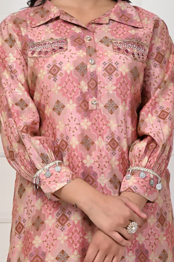 Pink_Muslin_Printed_And_Hand_Work_Full_Sleeve_Kurta_With_Bottom_For_Women