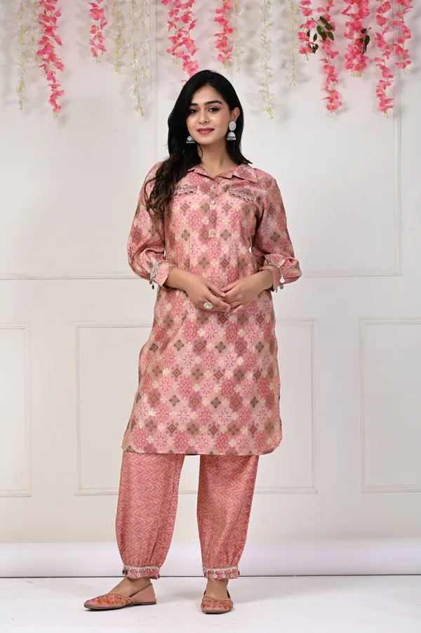 Pink_Muslin_Printed_And_Hand_Work_Full_Sleeve_Kurta_With_Bottom_For_Women