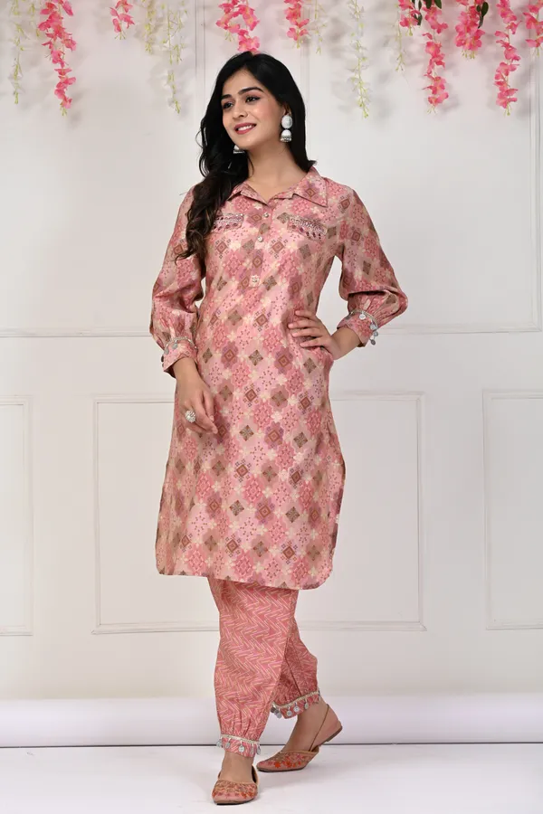Pink_Muslin_Printed_And_Hand_Work_Full_Sleeve_Kurta_With_Bottom_For_Women