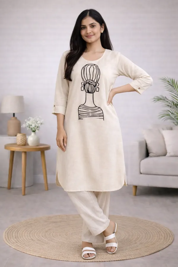 Linen_Embroidered_Cotton_Art_Kurta_Set