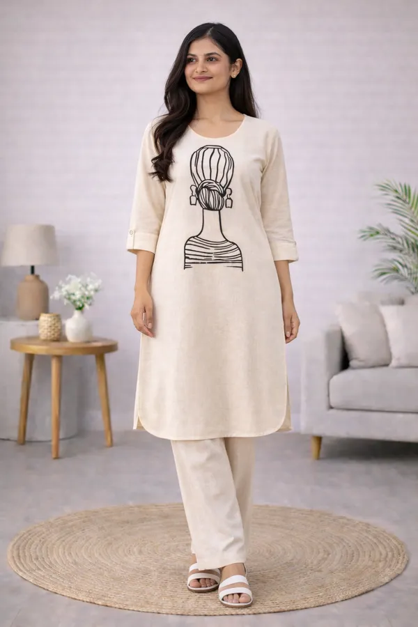 Linen_Embroidered_Cotton_Art_Kurta_Set