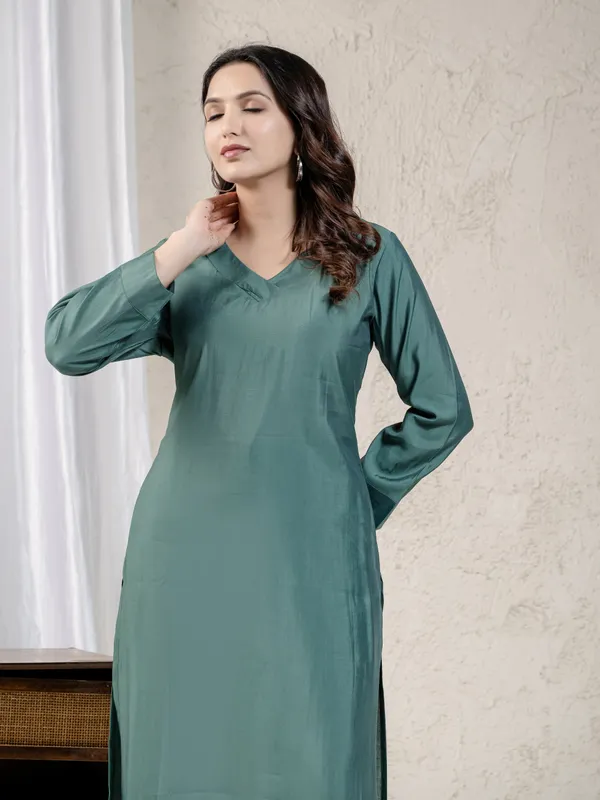 Green_Pure_Muslin_Straight_Cut_Kurta_Set