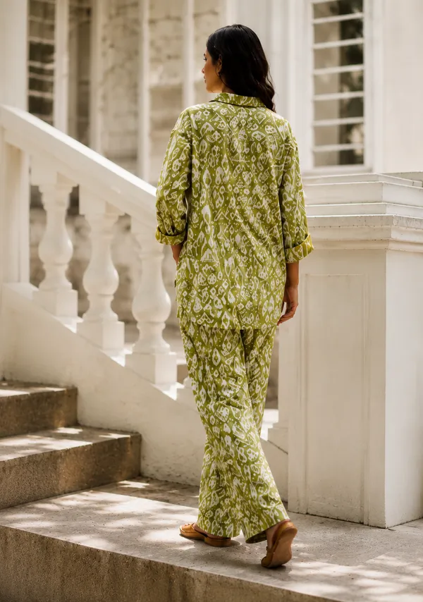 Green_Pure_Cotton_Full_Sleeve_Collar_Neck_Co_Ord_Set_For_Women