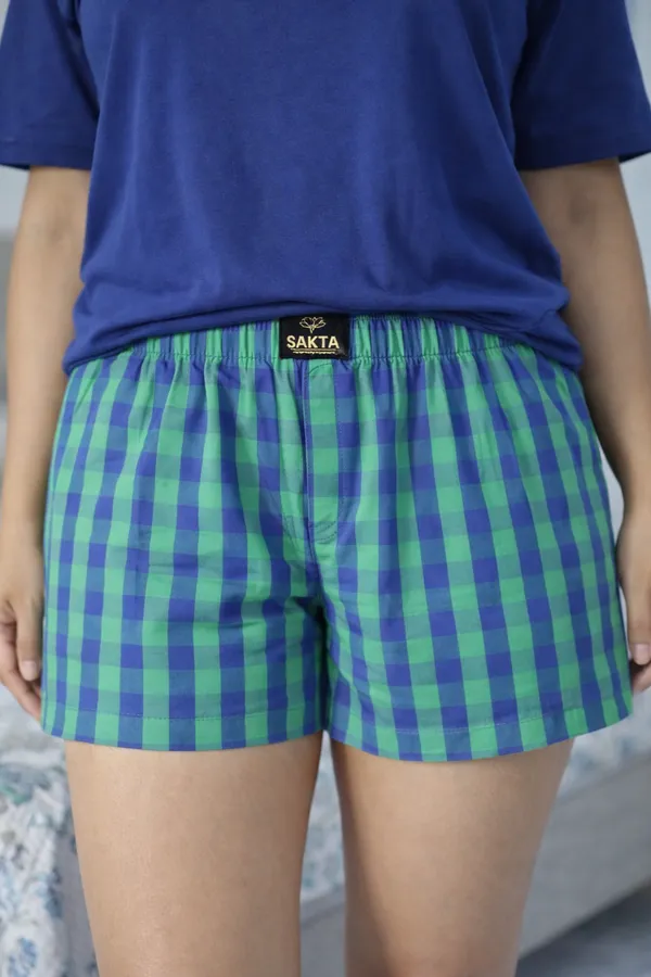 Green_&_Blue_Short_Cotton_Half_Sleeve_Round_T_Shirt_With_Shorts_For_Women