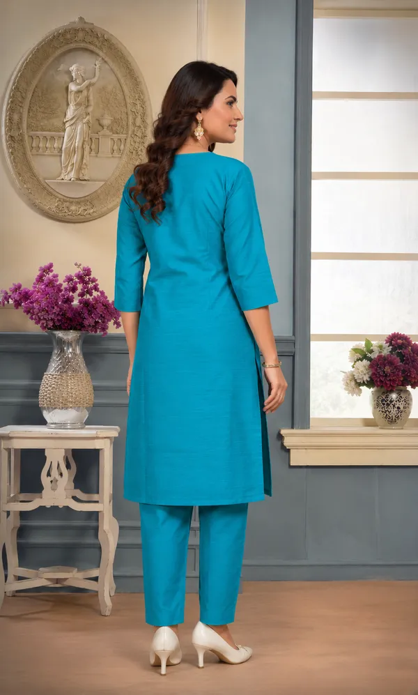 Aqua_Blue_Plain_Luxe_Kurta_Set