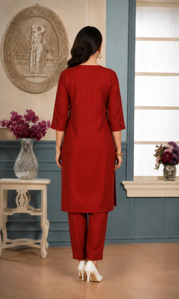 Rust_Orange_Plain_Luxe_Kurta_Set