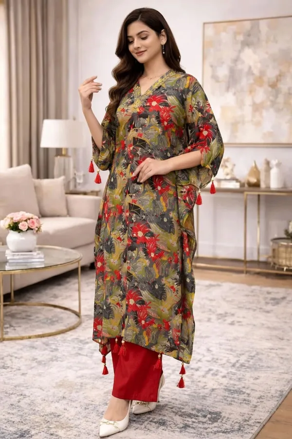 Black_Chinnon_Floral_Print_Three_Piece_Kaftan_Dress_With_Muslin_Inner_And_Pant_For_Women