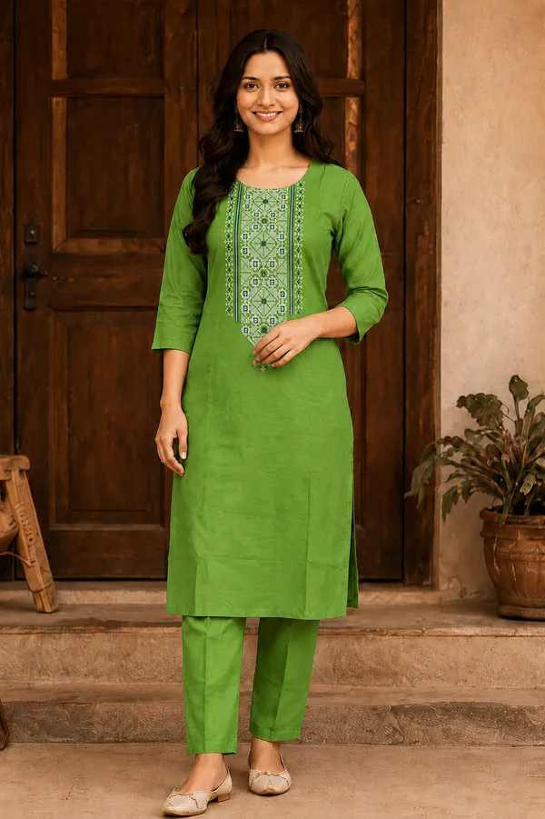 Classic_Green_Cotton_Silk_Straight_Cut_Kurta_Set