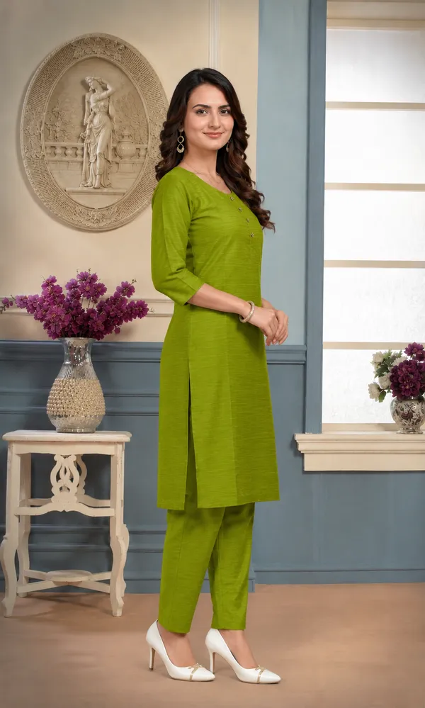 Wasabi_Green_Plain_Luxe_Kurta_Set