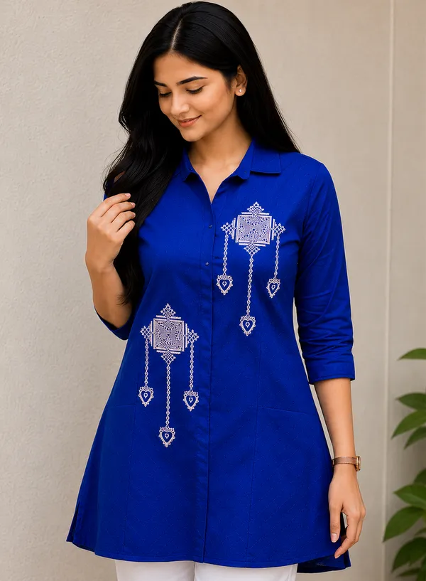 Women_Royal_Blue_Co-ord_Set_in_Linen_Cotton